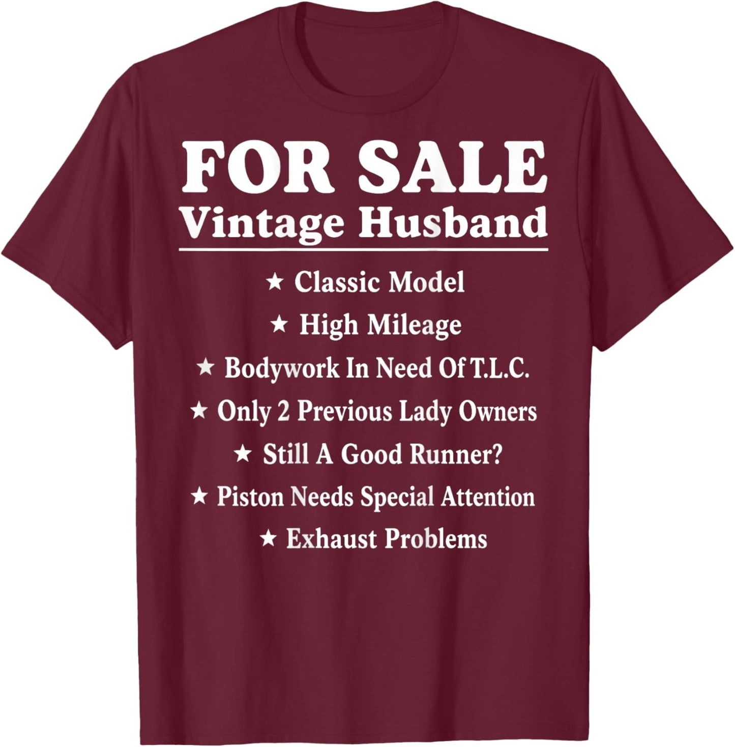 (ON Back) for Sale Vintage Husband Classic Model T-Shirt - T-Shirt | Maroon