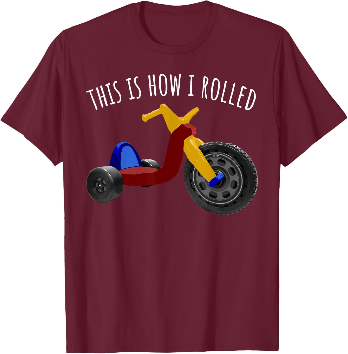Nostalgic Love 70s 80s Vintage Retro Toys Big Tricycle Wheel T-Shirt - T-Shirt | Maroon