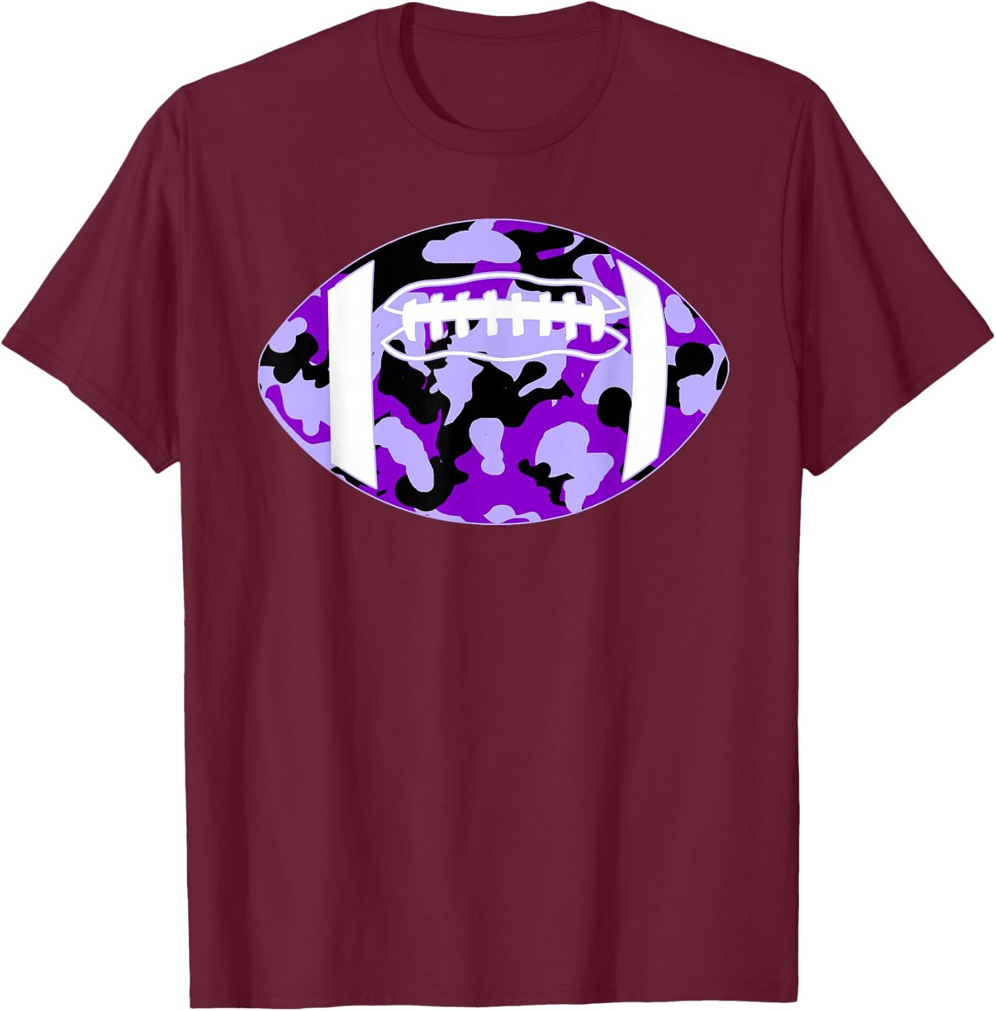 Cool Purple Football Camo - Purple Camouflage Football T-Shirt - T-Shirt | Maroon