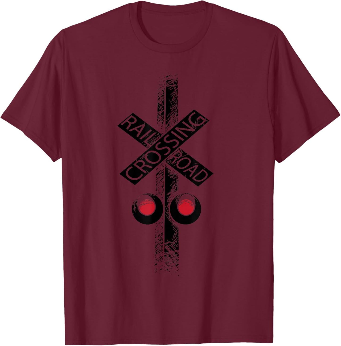 Railroad Crossing Shirt | Cute Road Sign Crossing Gift T-Shirt - T-Shirt | Maroon