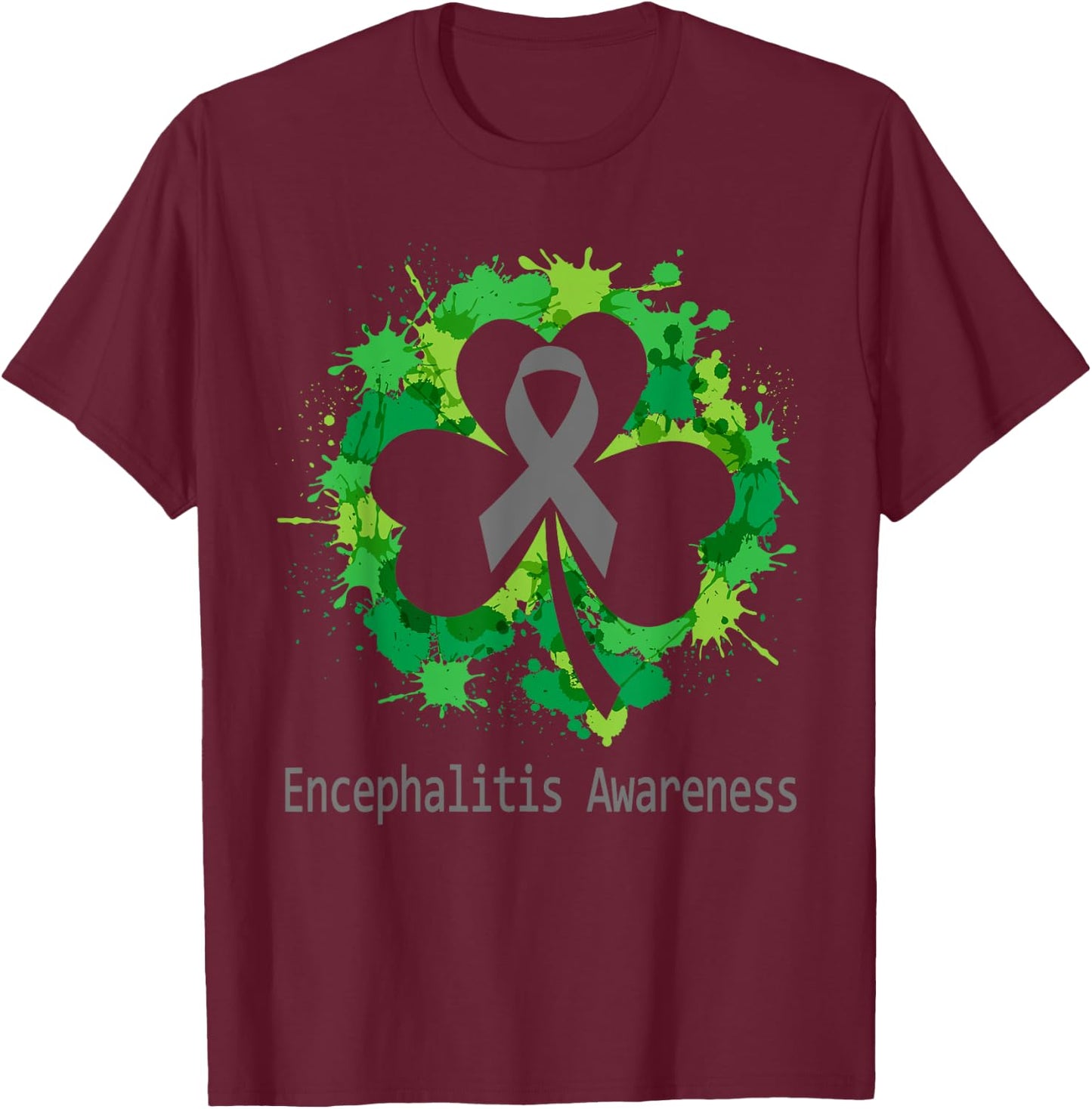 Clover Encephalitis Awareness Shirt Men T-Shirt - T-Shirt | Maroon