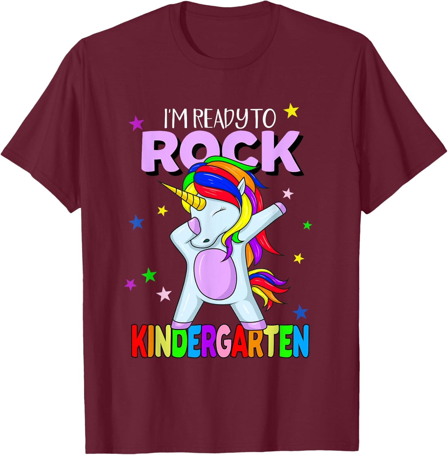 Rock Kindergarten Dabbing Unicorn Girls Back To School T-Shirt - T-Shirt | Maroon