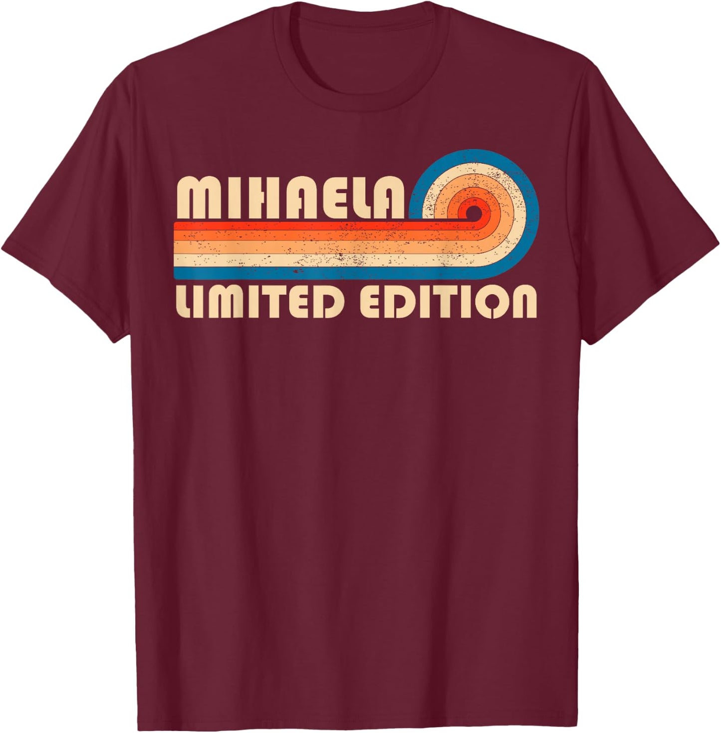 MIHAELA Retro 70s 80s Sunset Stripe T-Shirt - T-Shirt | Maroon