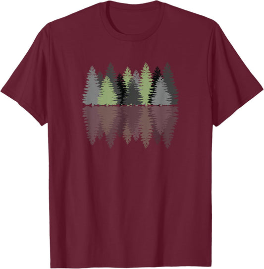 Forest Reflection Nature Trees Woods T-Shirt - T-Shirt | Maroon