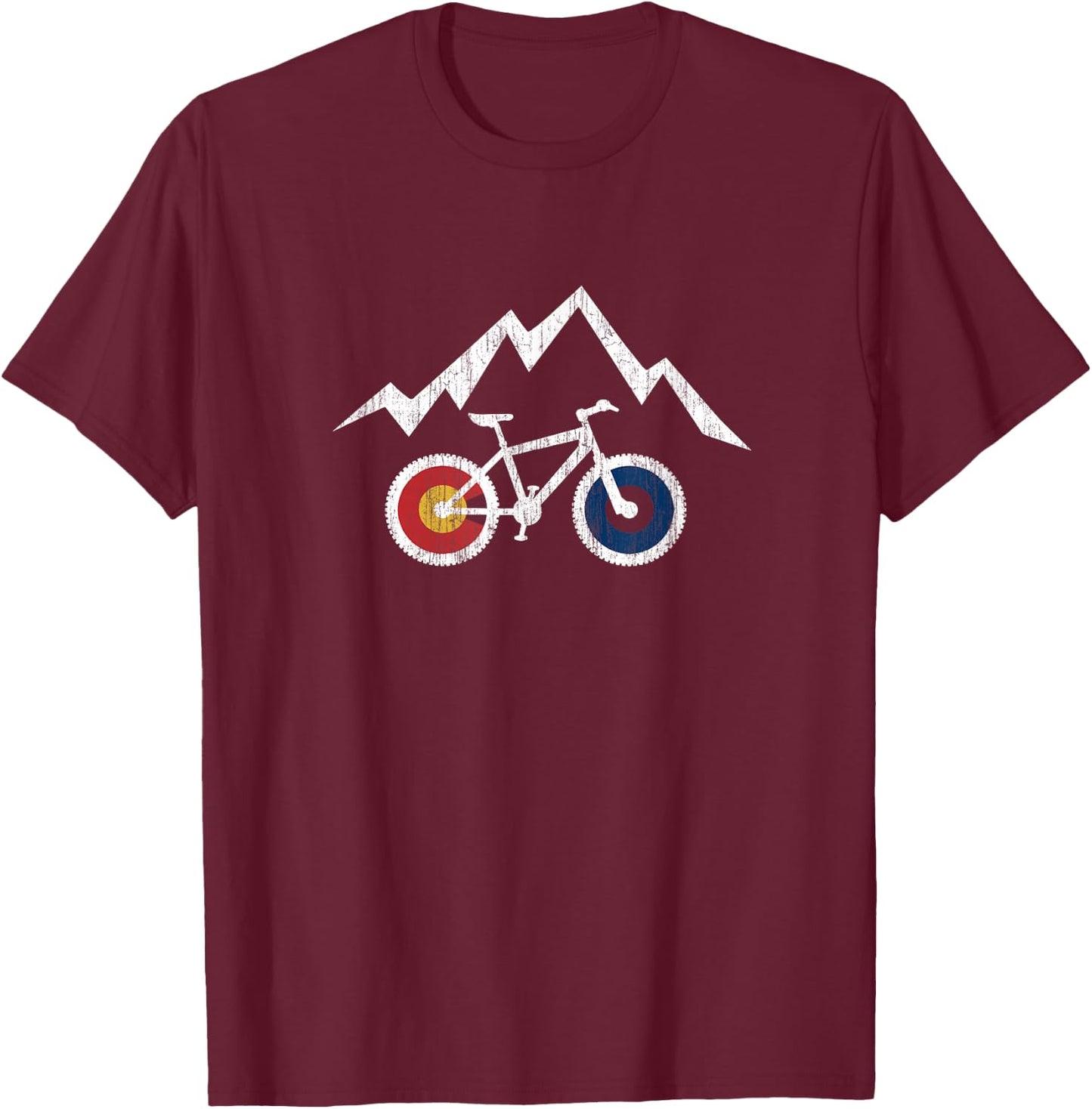 RIDE COLORADO MTB Mountain Bike Biking Cycling Inspired T-Shirt - T-Shirt | Maroon