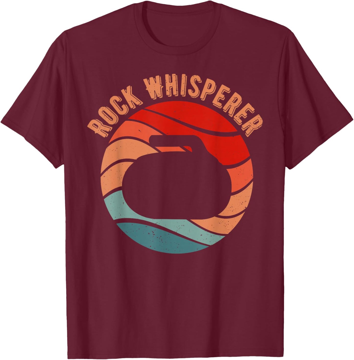 Rock Whisperer Retro Curling Vintage Curler Gifts Man Woman T-Shirt - T-Shirt | Maroon