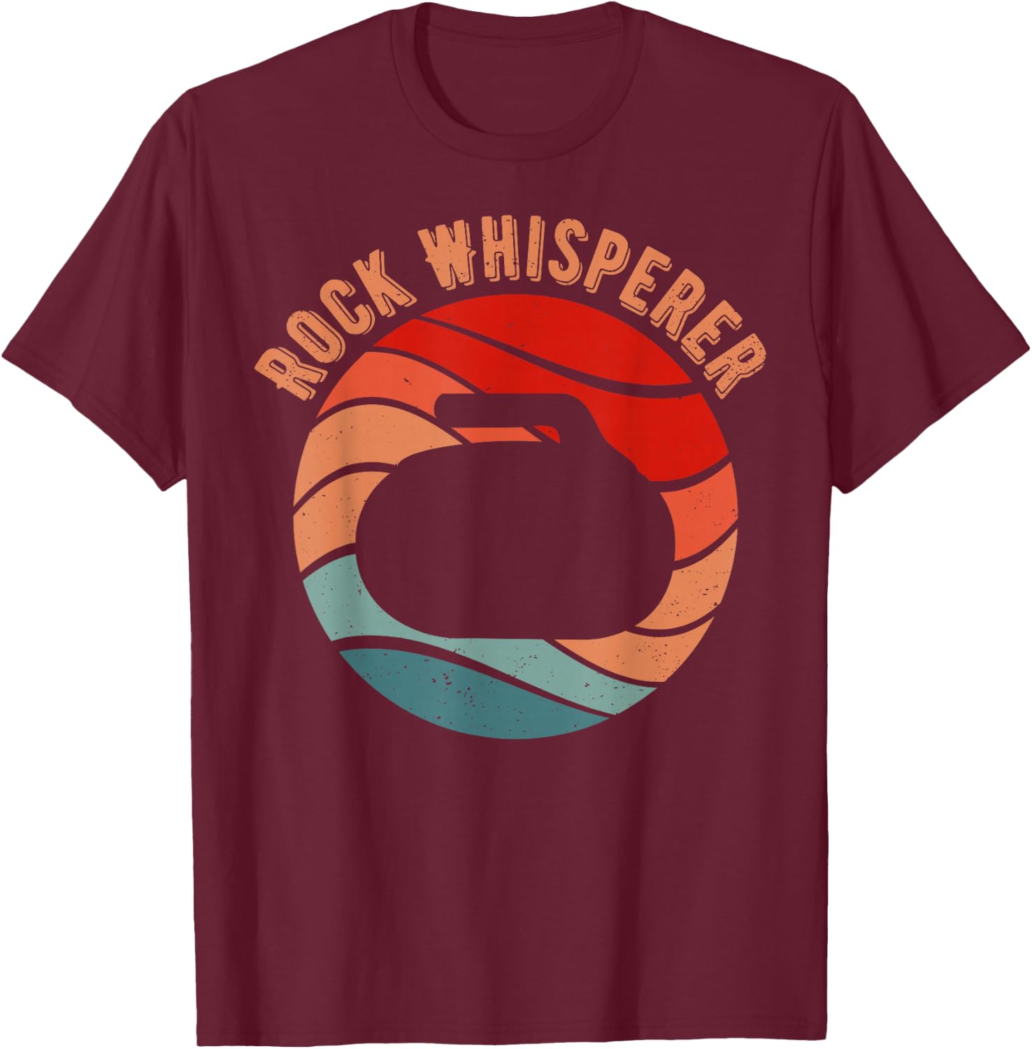 Rock Whisperer Retro Curling Vintage Curler Gifts Man Woman T-Shirt - T-Shirt | Maroon