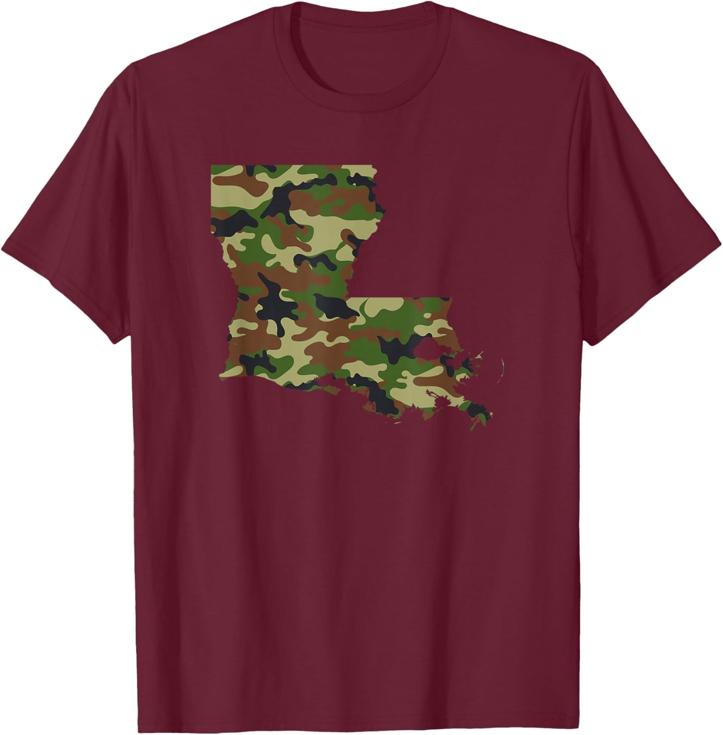 Louisiana / Military Green Camouflage State Shirt T-Shirt - T-Shirt | Maroon