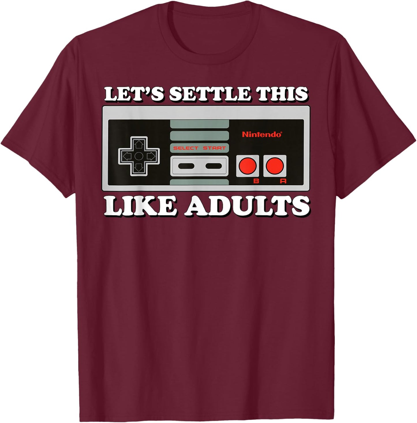 Nintendo NES Controller Let's Settle This Graphic T-Shirt - T-Shirt | Maroon