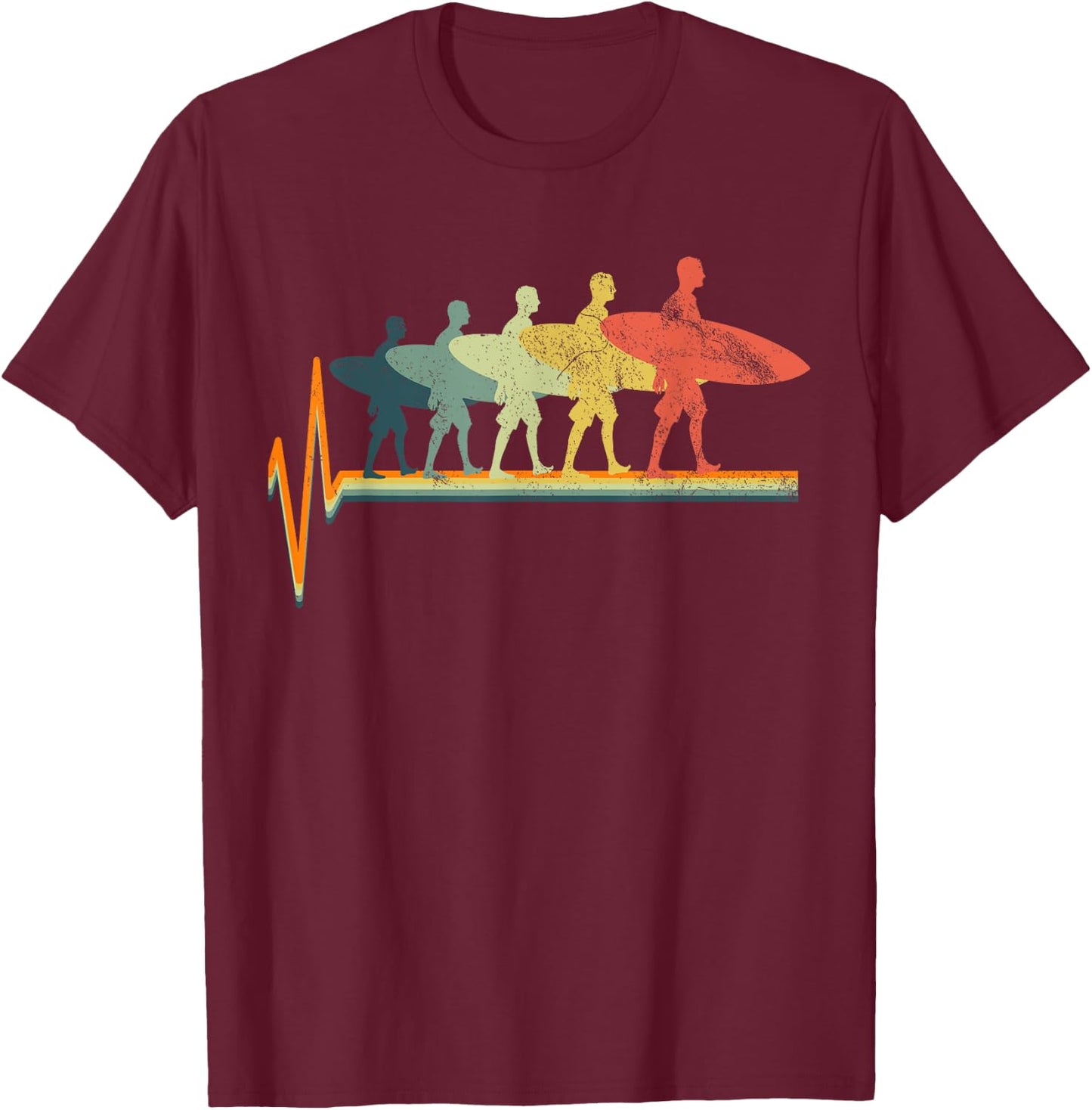 Surf Surfboard Vintage Gift T-Shirt - T-Shirt | Maroon