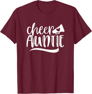 Cheer AUNTIE, Megaphone with Heart Accent T-Shirt - T-Shirt | Maroon