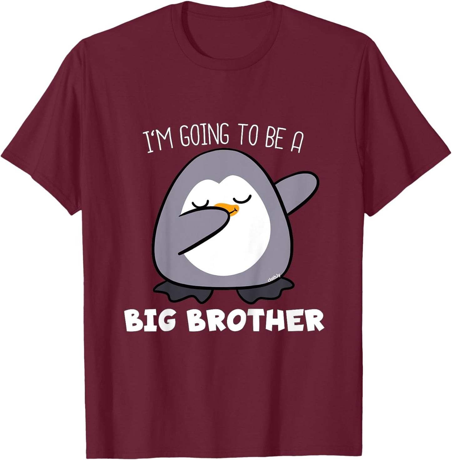 Kids Im going to be a Big Brother Shirt Penguin T-Shirt - T-Shirt | Maroon