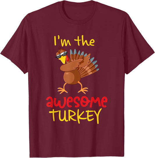 Awesome Turkey Matching Family Group Thanksgiving Party T-Shirt - T-Shirt | Maroon