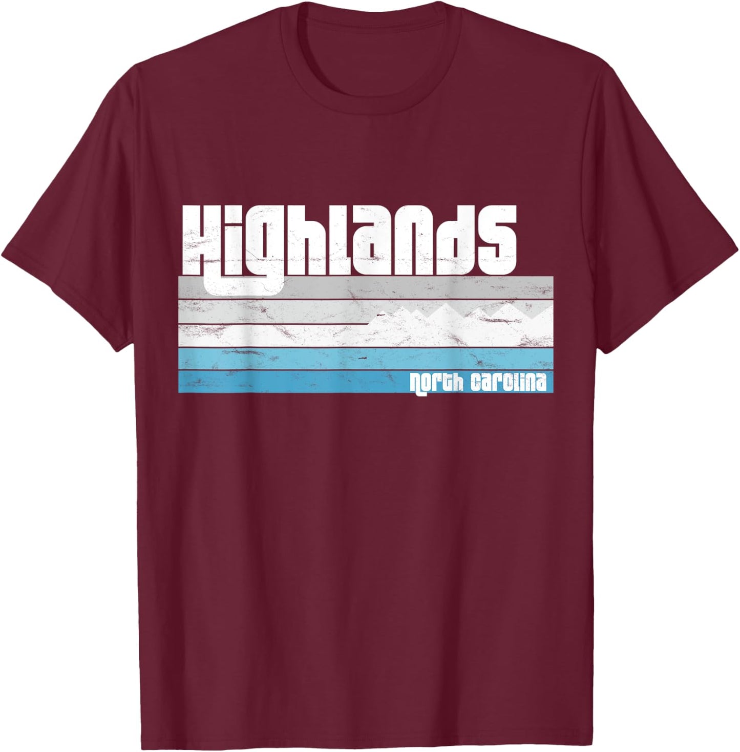 Highlands North Carolina NC Blue Ridge Mountains Winter T-Shirt - T-Shirt | Maroon