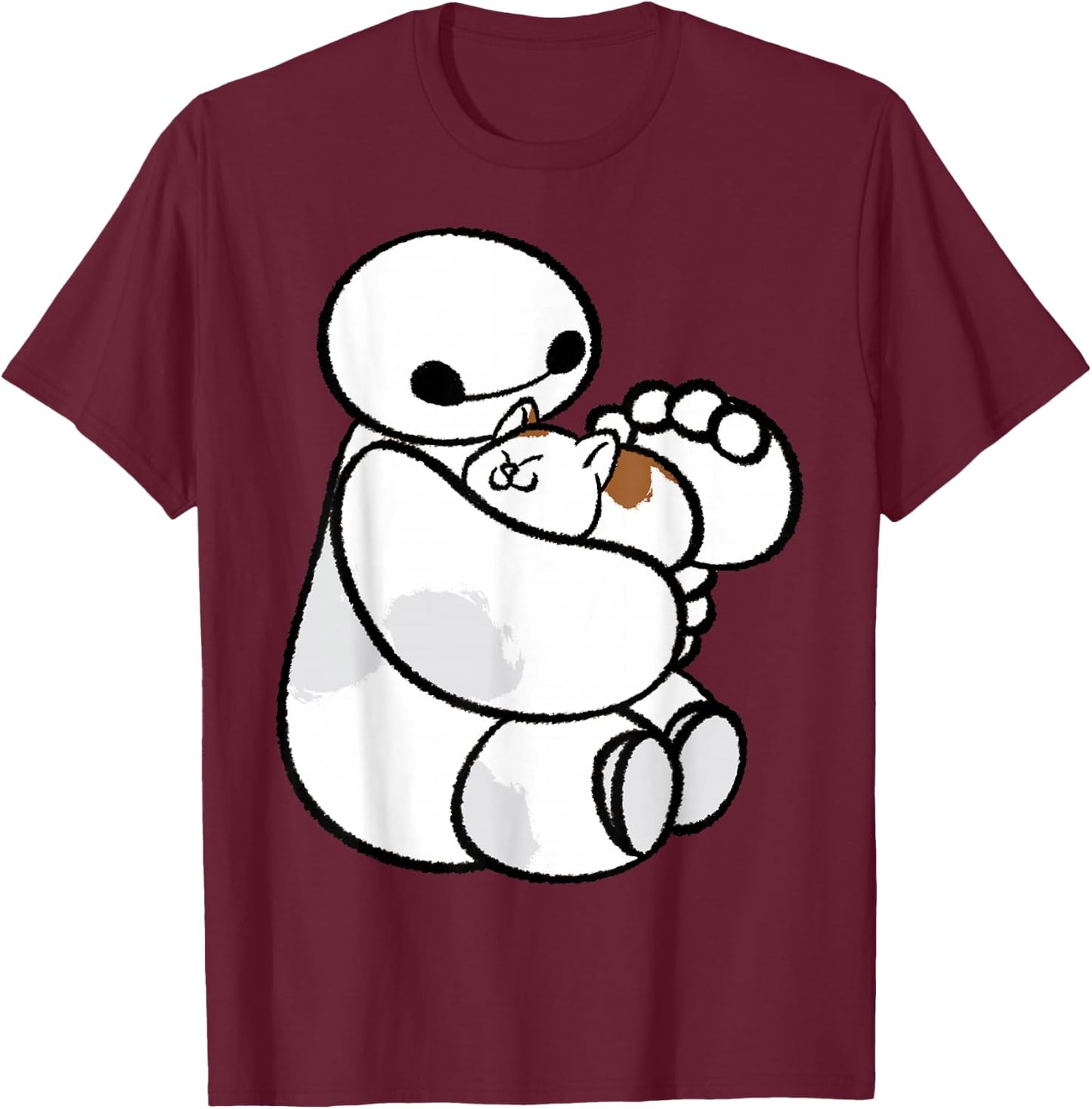 Disney Big Hero 6 Baymax Cat Cute Portrait T-Shirt - T-Shirt | Maroon