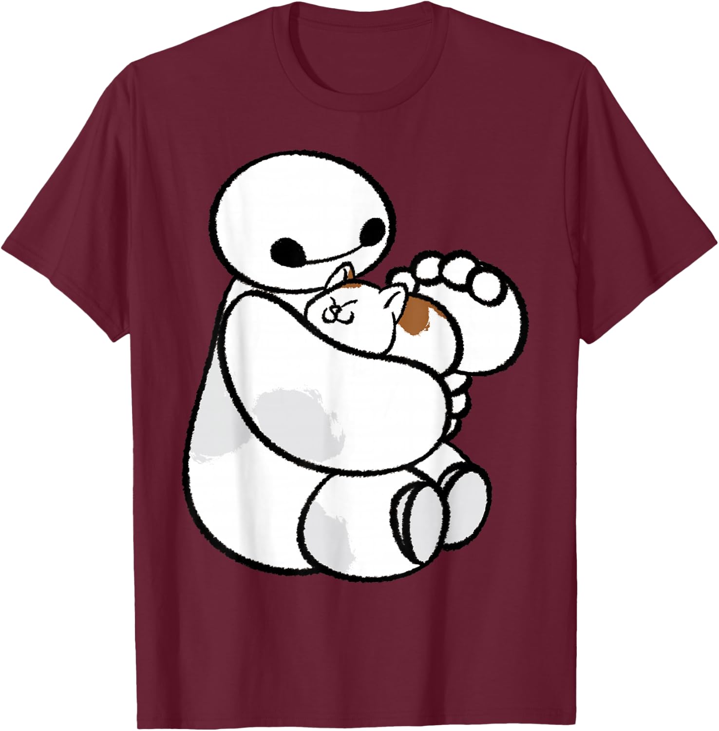 Disney Big Hero 6 Baymax Cat Cute Portrait T-Shirt - T-Shirt | Maroon