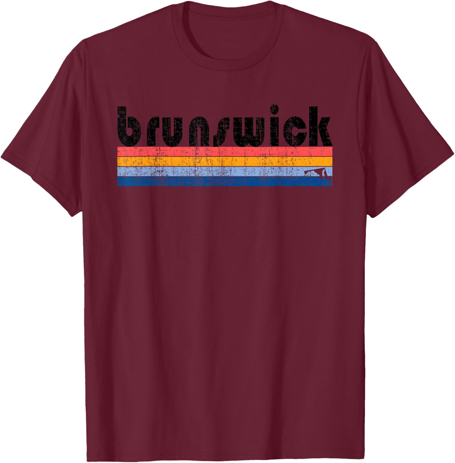 Vintage 80s Style Brunswick MD T-Shirt - T-Shirt | Maroon