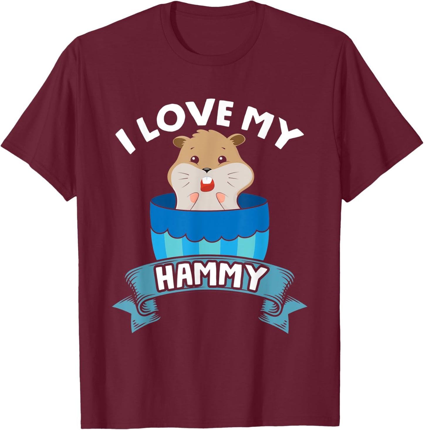 I Love My Hammy Small Pets Cute Hamster T-Shirt - T-Shirt | Maroon