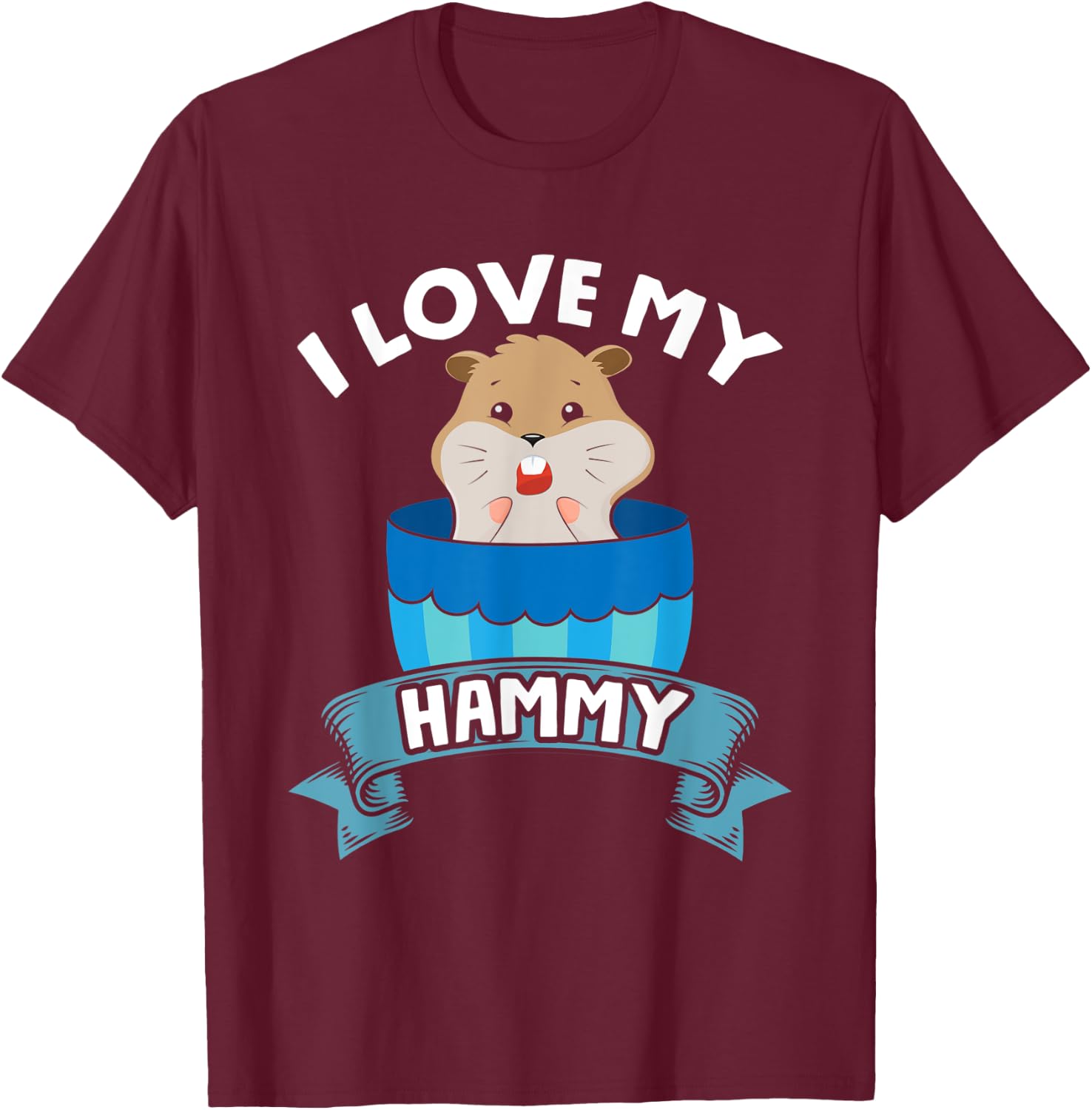 I Love My Hammy Small Pets Cute Hamster T-Shirt - T-Shirt | Maroon