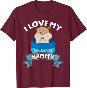 I Love My Hammy Small Pets Cute Hamster T-Shirt - T-Shirt | Maroon