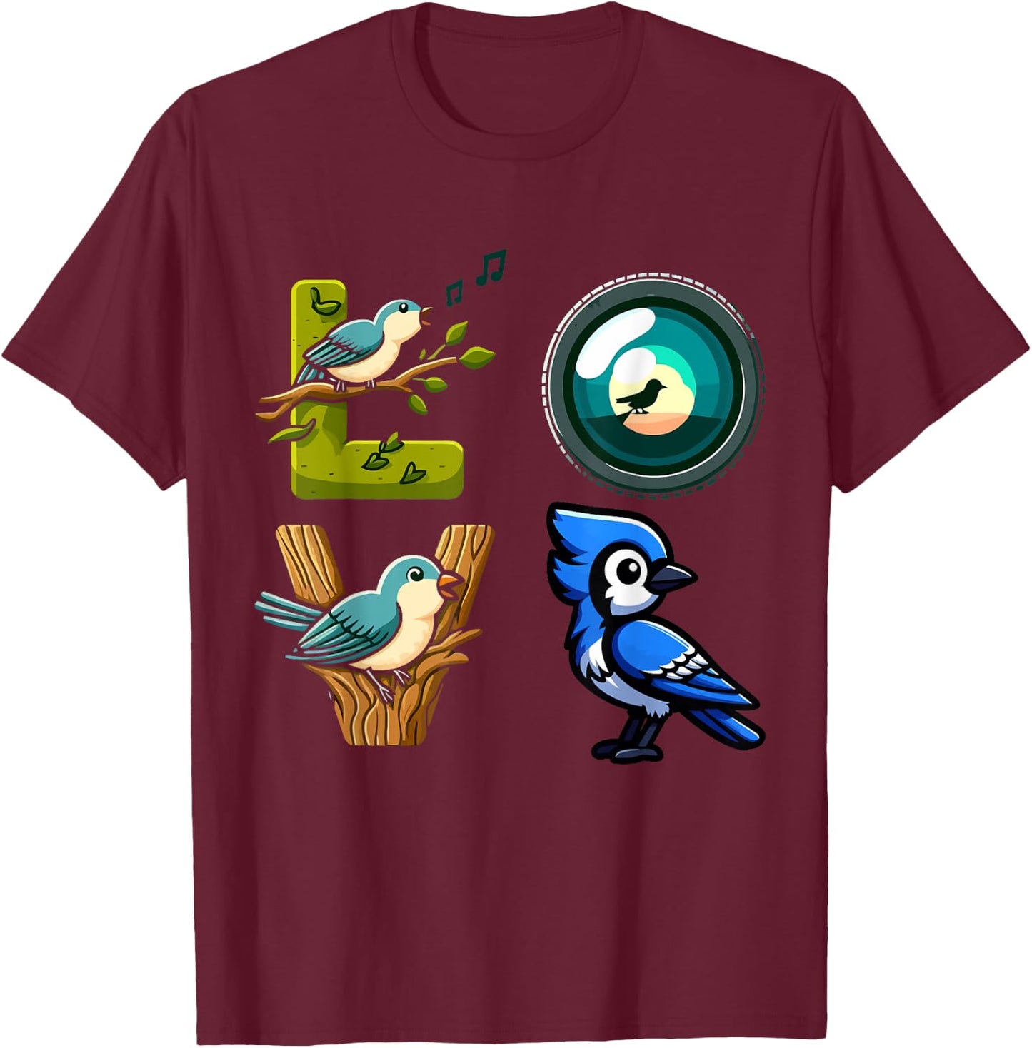 Funny Bird Watching Apparel Cool Bird Lover Present Designs T-Shirt - T-Shirt | Maroon