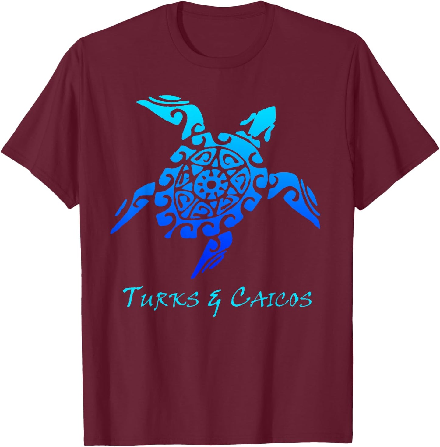 Turks & Caicos Tribal Turtle Polynesian Tattoo Style T-Shirt - T-Shirt | Maroon