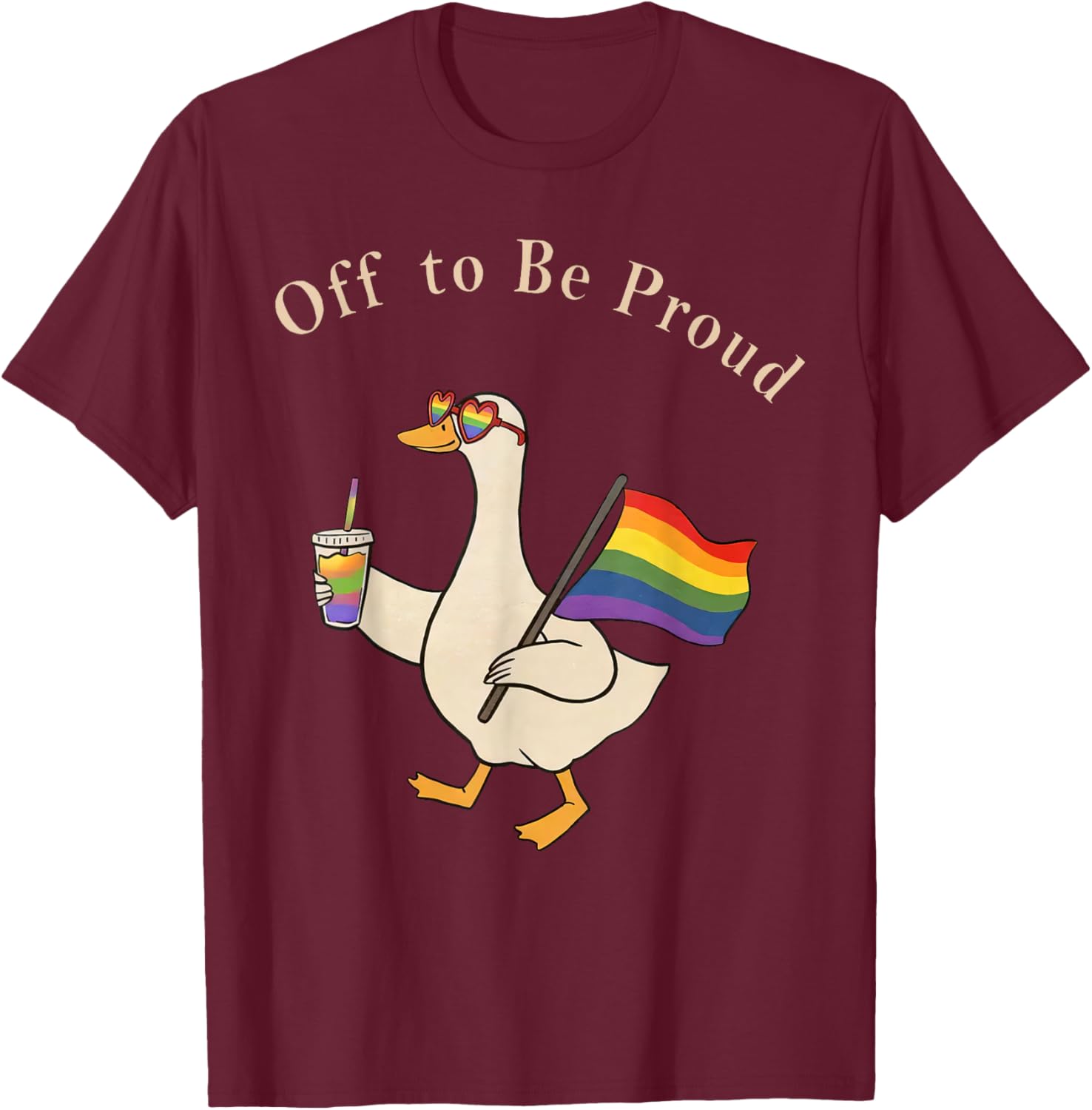 Rainbow Funny Goose Meme Love is Love LGBT Gay Lesbian Pride T-Shirt - T-Shirt | Maroon