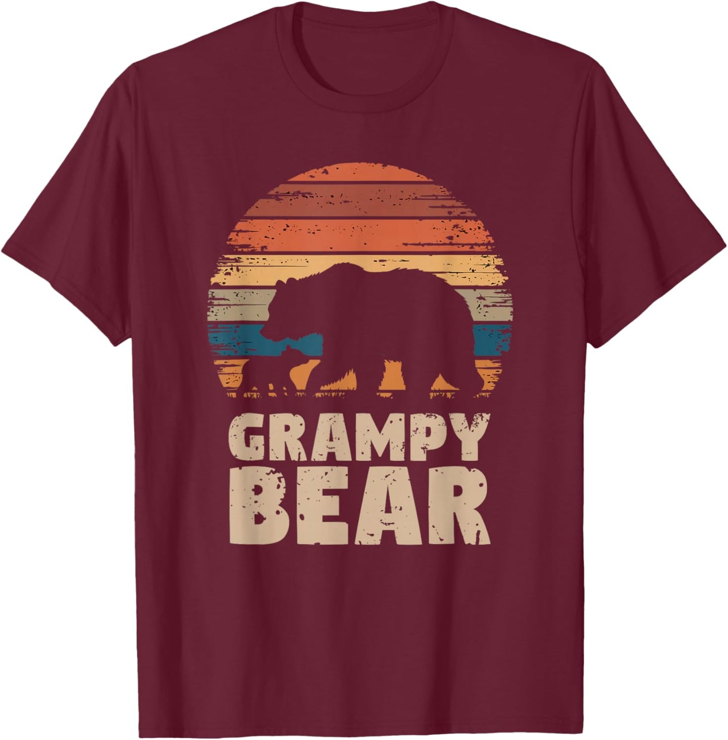 Grampy Bear Vintage Retro Funny Father's Day 1 Cub Kid T-Shirt - T-Shirt | Maroon