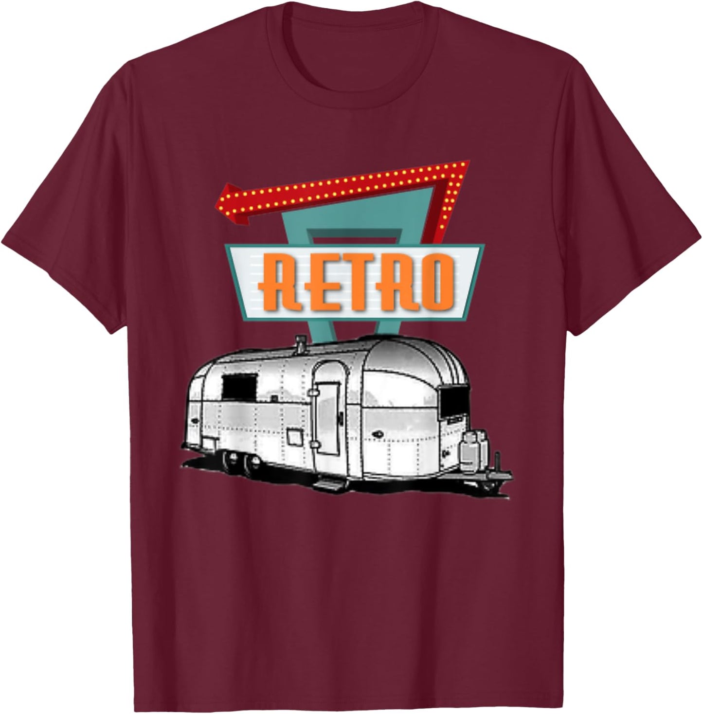 Retro Airstream trailer. Great vintage shirt. T-Shirt - T-Shirt | Maroon