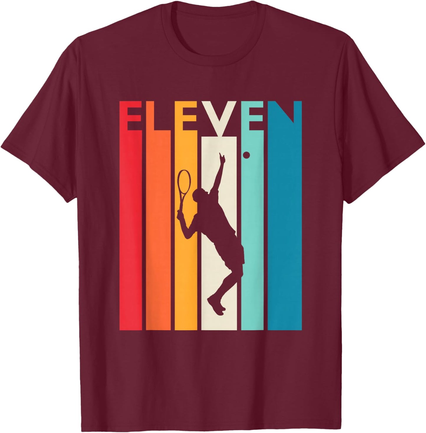 11th Birthday Gift Eleven Vintage Tennis 11 Year Old T-Shirt - T-Shirt | Maroon