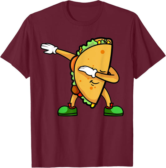 Funny Dabbing Taco Mexican Shirt | Cinco De Mayo Fiesta T-Shirt - T-Shirt | Maroon