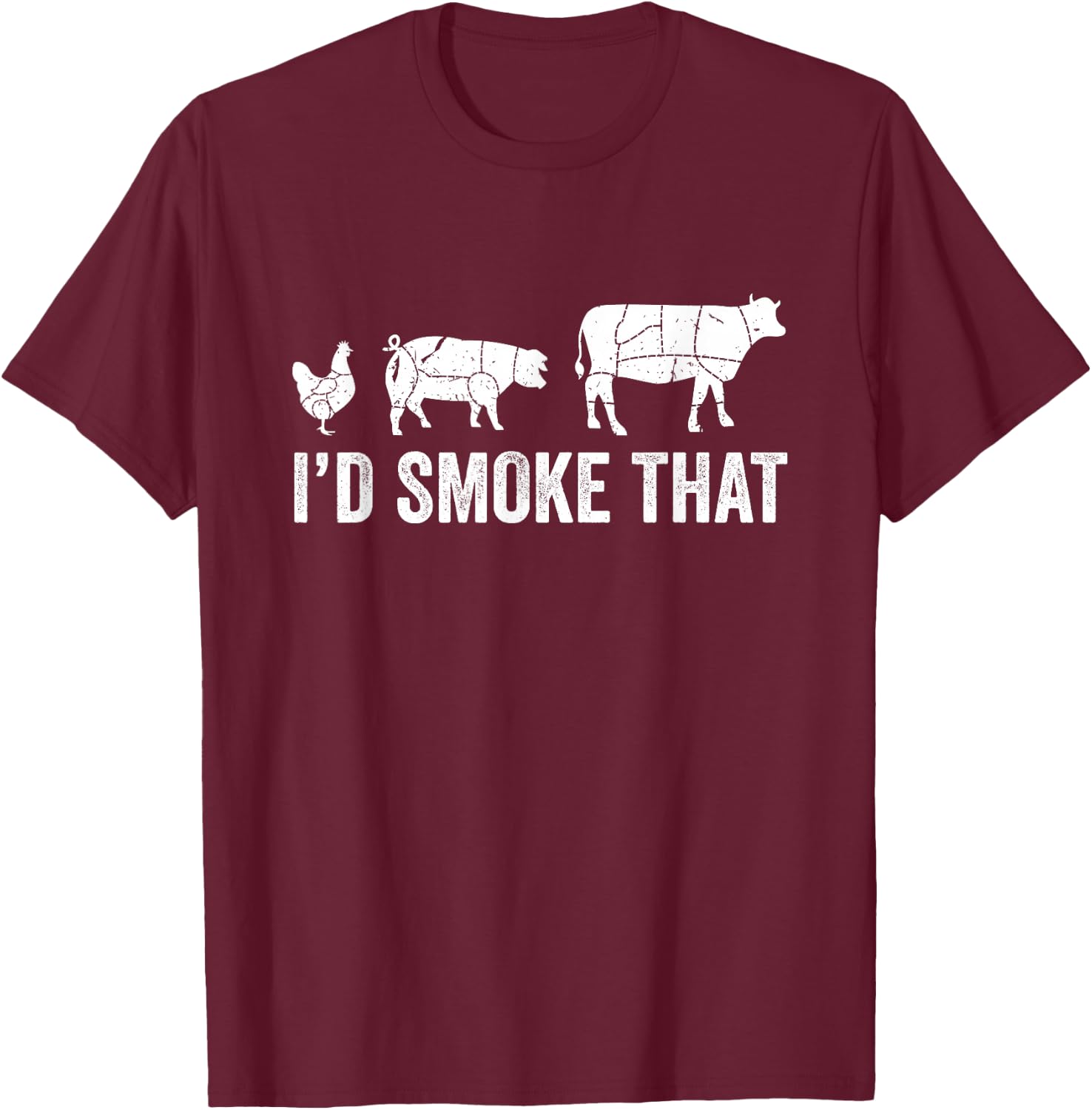 I'd Smoke That Fun BBQ Smoker Chef T-Shirt - T-Shirt | Maroon