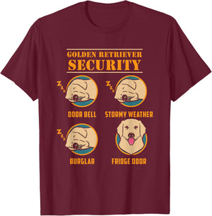 Golden Retriever Security Funny Dog Owner Design T-Shirt - T-Shirt | Maroon