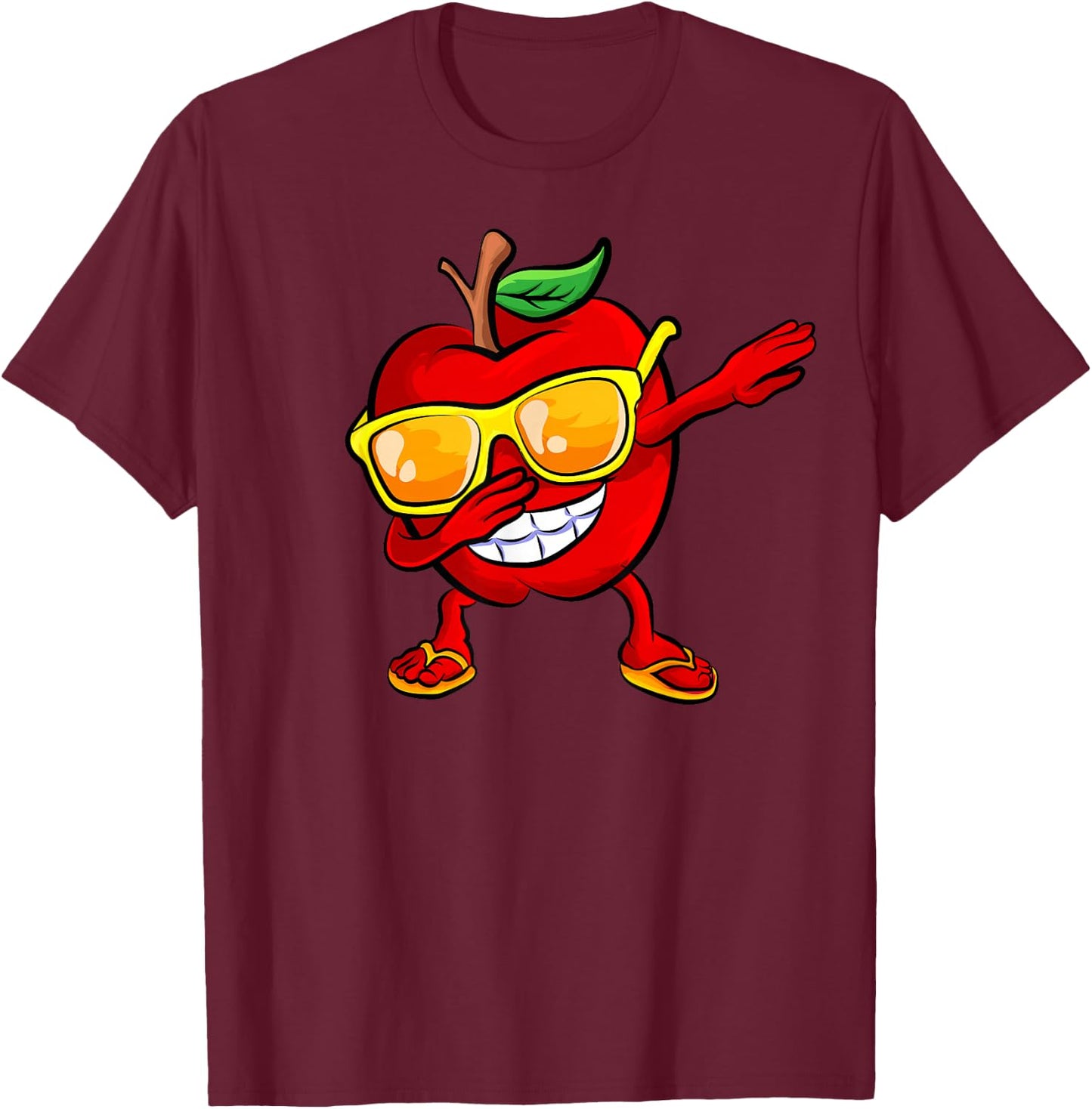 Dabbing Apple Sunglasses Design Green Apples Lovers T-Shirt - T-Shirt | Maroon