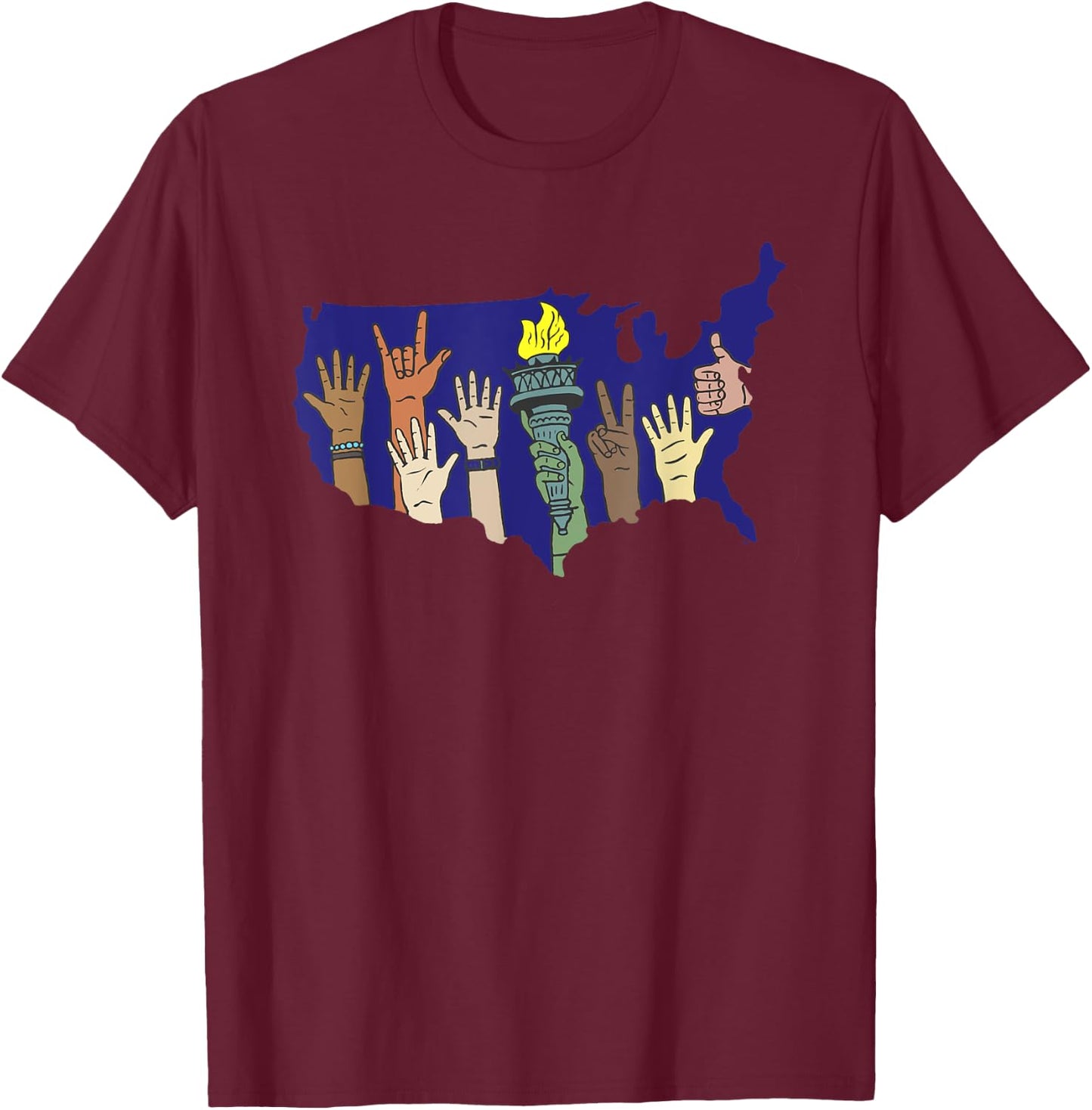 Immigrants Make America Great Pride Diversity Love T-Shirt - T-Shirt | Maroon