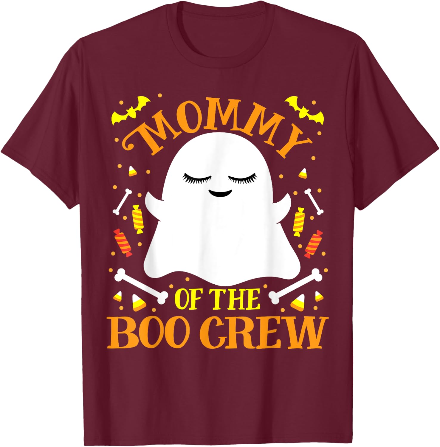 Mommy Boo Crew Ghost Matching Family Mom Halloween T-Shirt - T-Shirt | Maroon