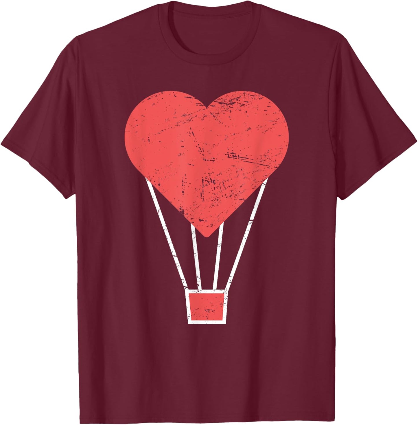 Heart | Cute Hot Air Balloon T-Shirt - T-Shirt | Maroon