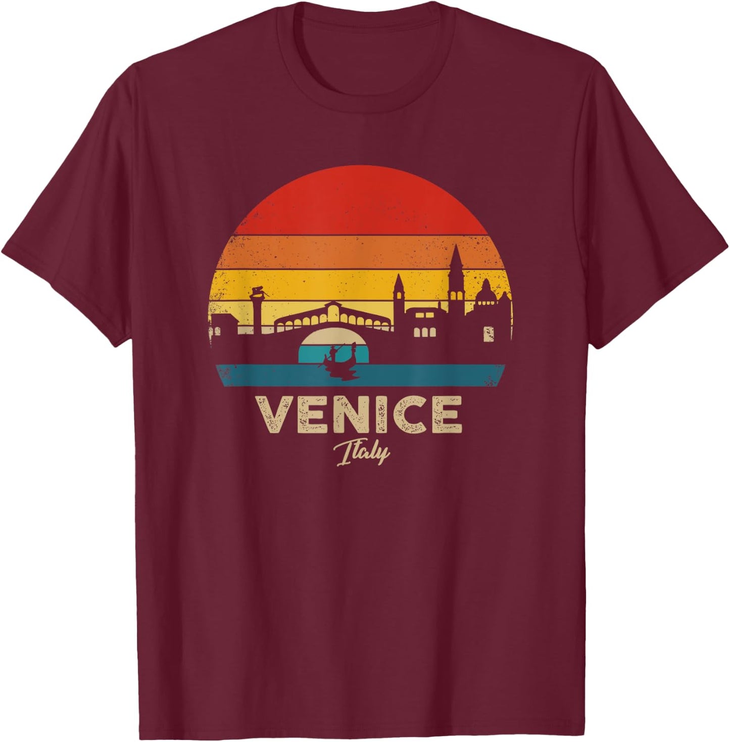 Vintage Venice Italy Souvenir T-Shirt - T-Shirt | Maroon