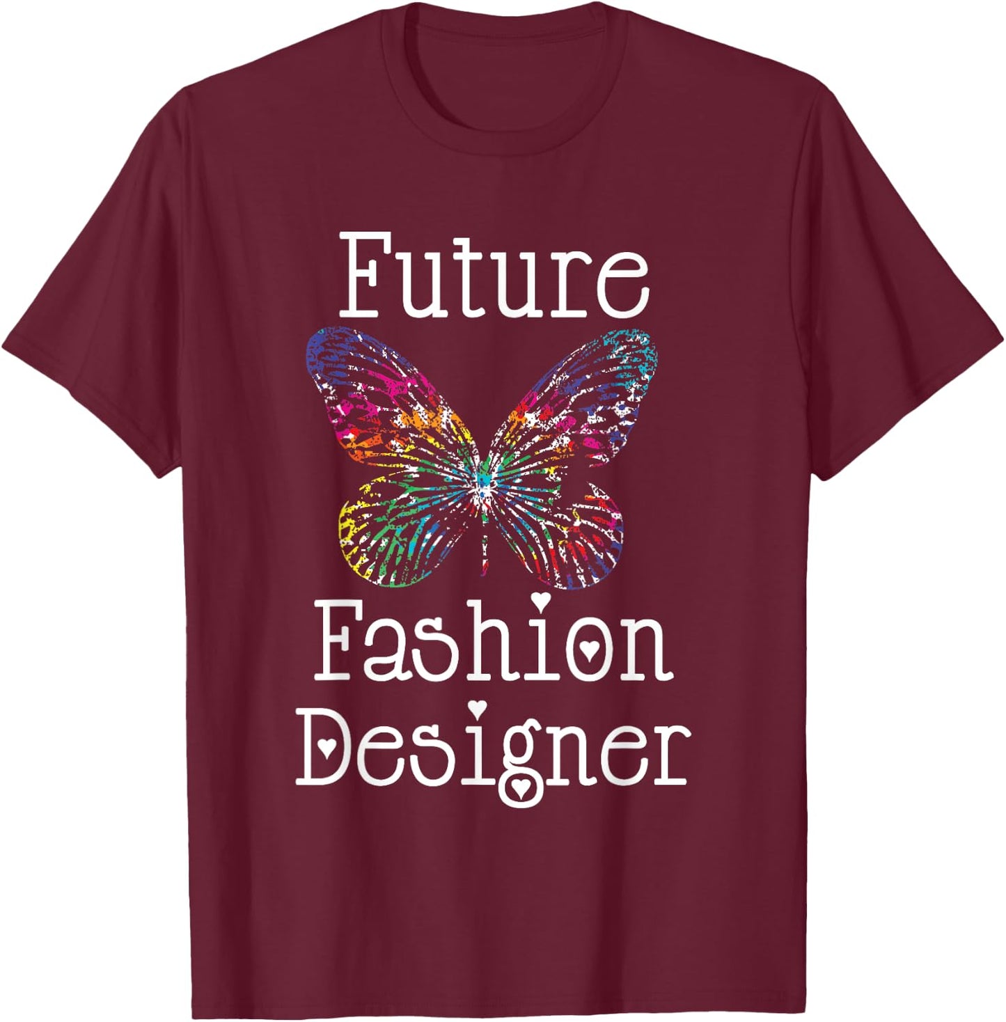 Future Fashion Designer Colorful Butterfly Art Girls Teens T-Shirt - T-Shirt | Maroon