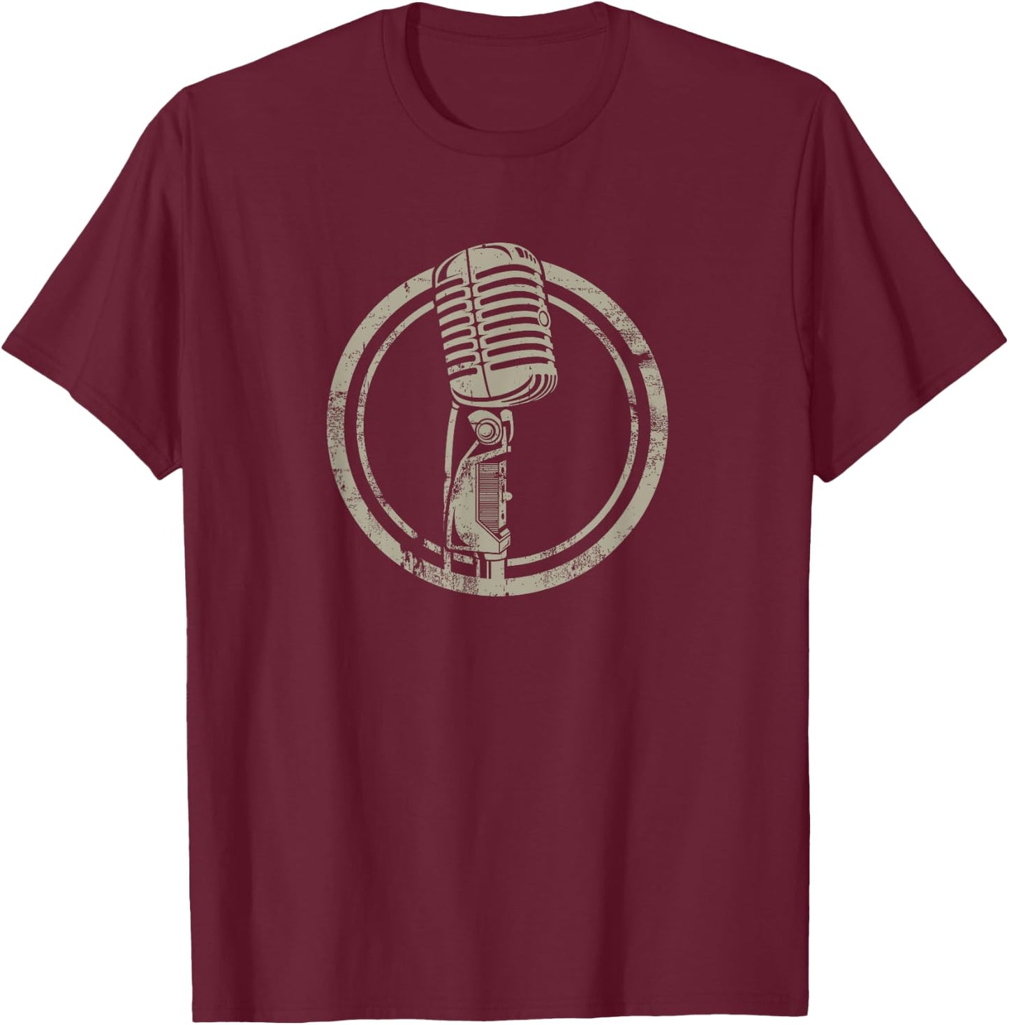 Vintage Microphone - Stand up, vocalist T-Shirt - T-Shirt | Maroon