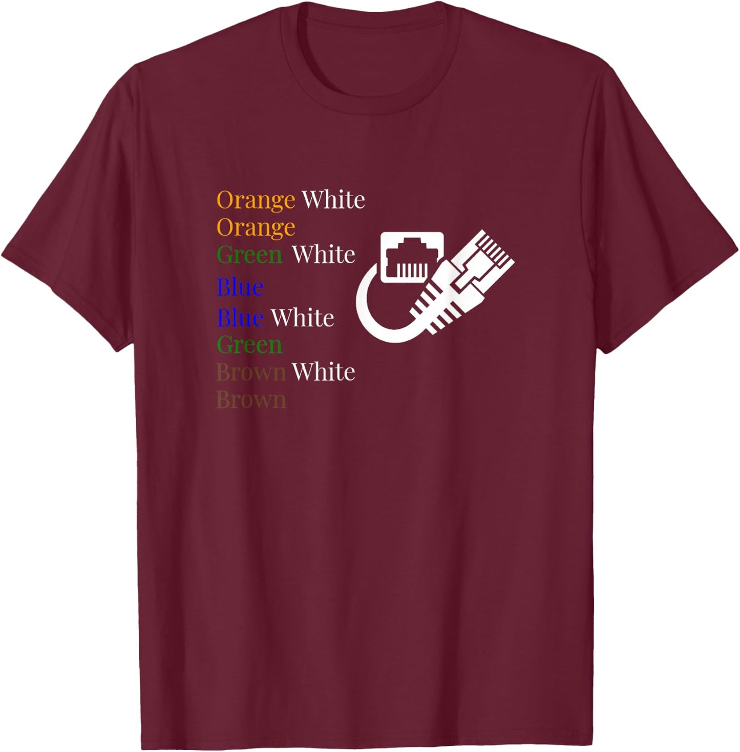Telecom Fiber Optic Ethernet Color Code T-Shirt - T-Shirt | Maroon