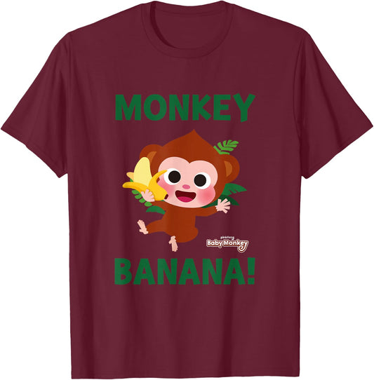 Pinkfong Monkey Banana! Official T-Shirt - T-Shirt | Maroon