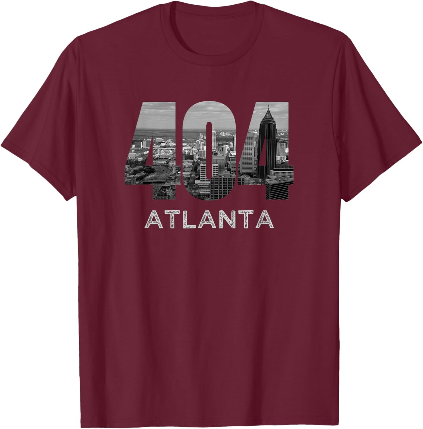 City Skyline Area Code 404 Downtown Atlanta Georgia Souvenir T-Shirt - T-Shirt | Maroon