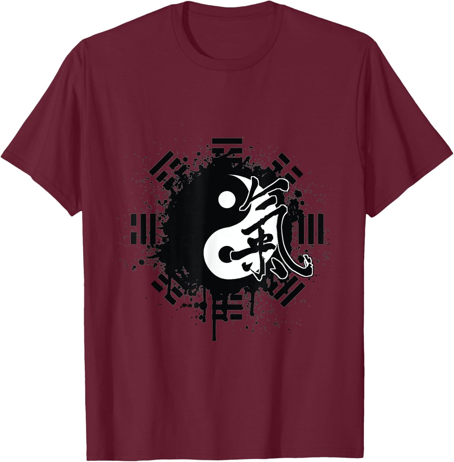 Ying Yang Chinese Yin Tai Chi Feng Shui Bagua T-Shirt - T-Shirt | Maroon