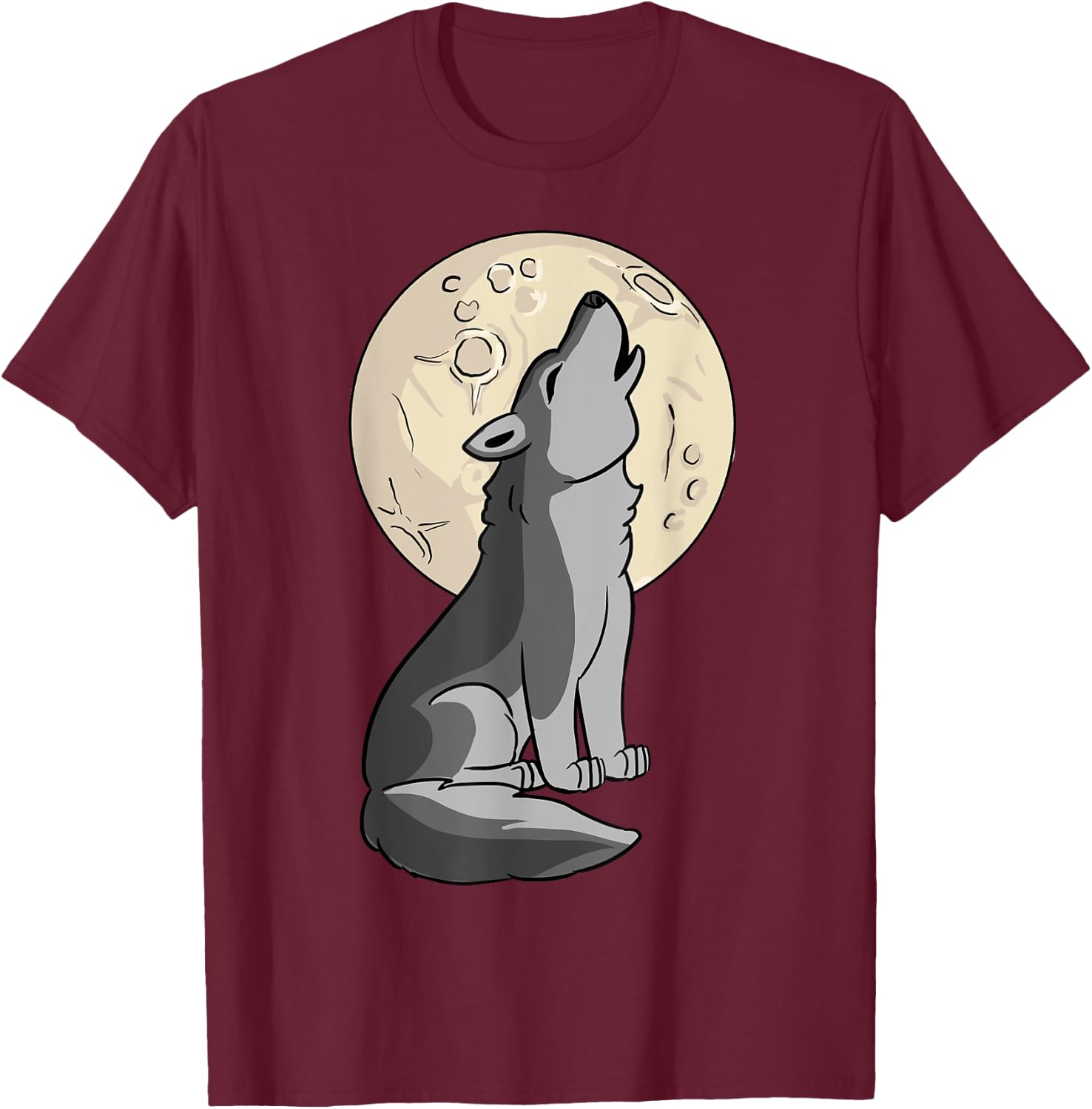 Wolf Shirt - Cute Baby Wolf Costume Howling Full Moon T-Shirt - T-Shirt | Maroon