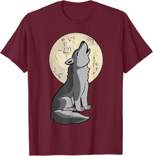 Wolf Shirt - Cute Baby Wolf Costume Howling Full Moon T-Shirt - T-Shirt | Maroon