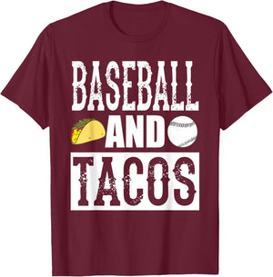 Baseball and Tacos Funny Taco T-Shirt - T-Shirt | Maroon