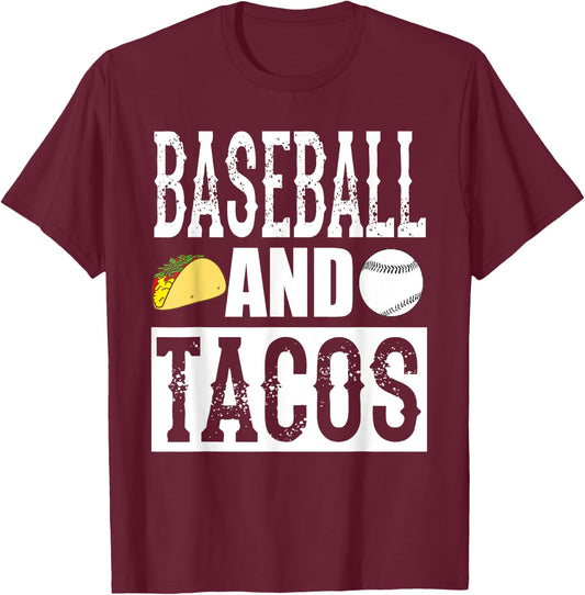 Baseball and Tacos Funny Taco T-Shirt - T-Shirt | Maroon