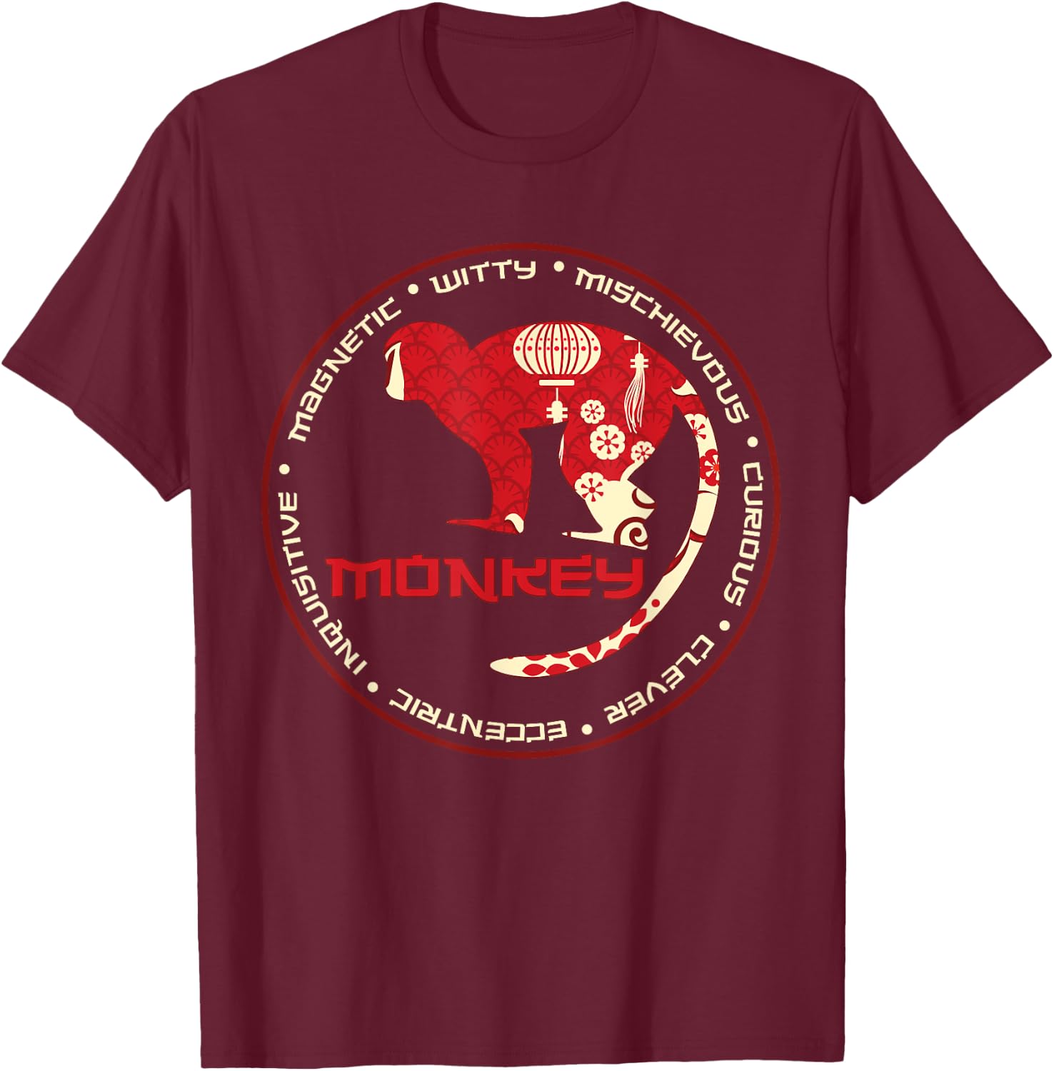 Chinese Zodiac Year of the Monkey Astrology Horoscope Zodiac T-Shirt - T-Shirt | Maroon
