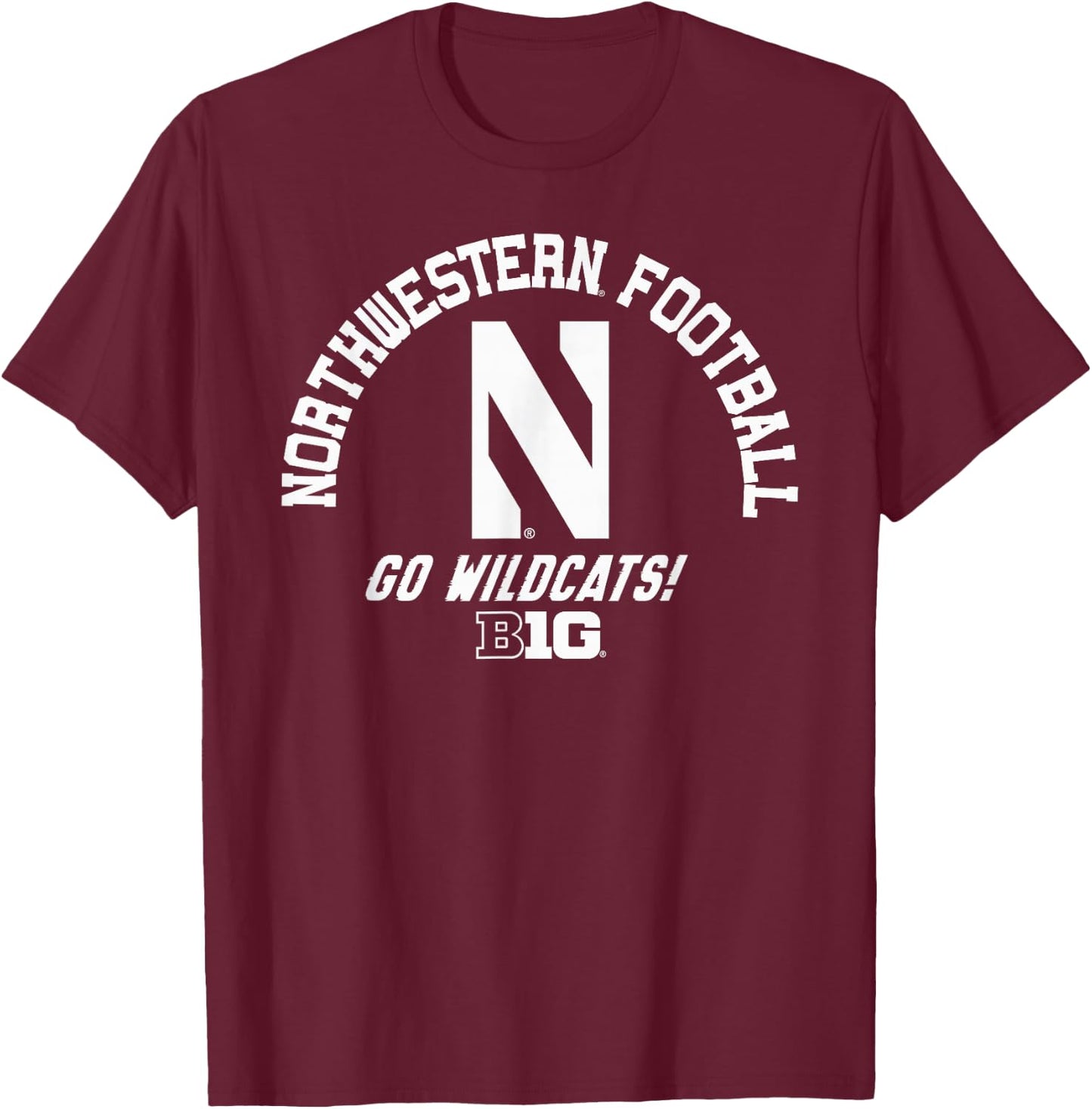 Northwestern Wildcats Big 10 Football Purple T-Shirt - T-Shirt | Maroon
